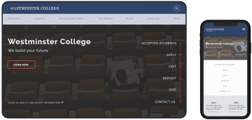 laptop showing the design of the Westminster web page